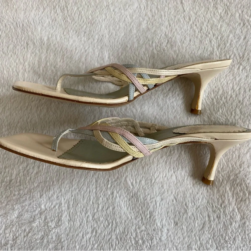 NEW Via Spiga Pastel Colors Kitten Heels Leather Sandals | 7 - Picture 5 of 11